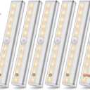 Remote Control Under Cabinet Lighting Wireless 6 Pack, 20-LED Dimmable Closet Lights Rechargeable Under Counter Light, Stick on Touch Night Light Strip Bar for Kitchen Stairway Bedroom, 3 Colors