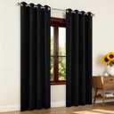 Joydeco Blackout Curtains for Bedroom 95 Inch, Black Curtains with Grommets, Noise Reducing Energy Saving Wrinkle-Free Thermal Insulated & Room Darkening Drapes for Living Room, 2 Panels