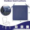 IPYNBAP Outdoor Chair Cushions Set of 2-Waterproof Outdoor Seat Cushions for Patio Furniture, Patio Chair Cushion with Handle and Ties, Square Out Door Chair Pads,19" x 19" x 3", Navy Blue