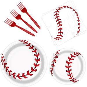 96 Pcs Baseball Birthday Party Supplies Including Plates, Napkins, Forks & Party Favors