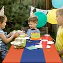 Oudain 4 Pcs Blue and Orange Tablecloth Dragon Party Anime Theme Table Cloth 108 x 54 Inch Plastic Disposable Rectangle Tablecovers for Birthday Themed Party Decoration Supplies