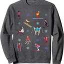 Skiers and Snowflakes Print Apres Ski Skiing Men and Women Sweatshirt. M
