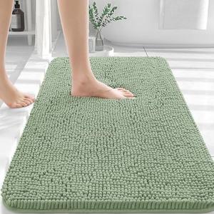 OLANLY Bathroom Rugs 30x20, Extra Soft Absorbent Chenille Bath Rugs, Rubber Backing Quick Dry, Machine Washable Bath Mats for Bathroom Floor, Tub and Shower, Home Decor Accessories, Sage Green