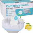 60 Pack Commode Liners with Absorbent Pads(Lemon Scent),Bedside Commode Liners Disposable for Portable Toilet,Adult Commode Chair Bucket & Porta Potty,Camping Toilet Bags