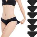6 Pack Womens Seamless Underwear Ladies Panties No Show Invisible Soft Breathable Stretch Bikini Briefs, Size S