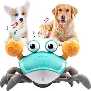 Dog Toys Escaping Crab Crawling Dog Toy with Music Control & Lights, Dancing Crab Dog Toy Obstacle Avoidance Interactive Fun Toys for Puppy/Small/Medium Dogs (Green)