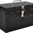 16 Inch Aluminum Truck Bed Tool Box Truck Car Outdoor Trailer Pickup Underbody Toolbox,RV Storage OrganizerTrailer Storage W/Side Handle&Lock,5 Bar Tread,Black(16"X7.5"X10")