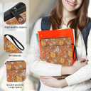 Book Sleeve for Book Lovers Gifts, Cute Book Pouch Book Protector with Zipper and Front Pocket BookCover Case for Women Men Reader Book Accessories Orange Boho Flowers