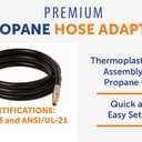 Flame King 72-inch Propane Thermo Plastic Hose Assembly, 1/4" Male Quick Disconnect Plug × 3/8" Female Flare Swivel, with 1/4" ID Hose for RV, Van, and Trailer