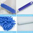 Buysenton Cobweb Duster with Extension Pole, Washable Cleaning Duster Kit with 3 Duster Heads, Cobweb Duster, Corner Brush, 15-100 Inch Long Aluminum Telescoping Pole for Ceiling Fan (Blue)