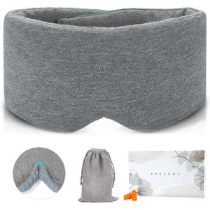 FRESHME Deluxe Cotton Sleep Mask Gift Set - 100% Blackout Large Comfortable Blindfold Adjustable Eye Mask Pillow in Gift Box for Men Women Side Sleeper Travel Meditation Airplane