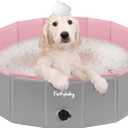 Furrybaby Dog Pool, Kiddie Pool Hard Plastic, Collapsible Pet Bath Foldable Swimming Pet Pool Portable Pink 32''