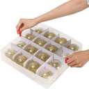 Sattiyrch Plastic Christmas Ornament Storage Box with Trays,Zippered Closure - Store up to 64 of the 3-inch Standard Christmas Ornaments, Xmas Ornaments Storage with Dividers & Two Handles,64pcs