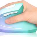 Lekvey Ergonomic Mouse, Vertical Wireless Mouse, Rechargeable 2.4G Optical Carpal Tunnel Mice: 800/1200 / 1600 DPI, 6 Buttons, for Laptop, PC, Mac, Computer, Desktop, Notebook etc, Green Purple