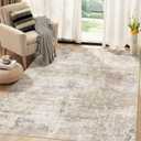 Washable Rug 5x7 Area Rugs for Living Room: Modern Abstract Neutral Soft Carpet for Bedroom Dining Room Under Kitchen Table Home Office Decor - Brown