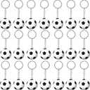 Blulu 30 Pack Soccer Keychains Rugby Stress Ball Sports Ball Keychains for Boys School Carnival Reward, Football Party Bag Gift Fillers(Soccer)