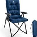 EVER ADVANCED Folding Camping Chair, 150kg Capacity, High Back, Small Size, Foldable, Deluxe Padded Garden Chair with 4 Positions, Adjustable Fishing Chair for Balcony