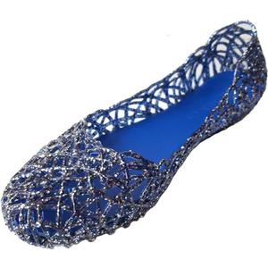 Womens Sandals Flat Jelly Shoes Slip On Hollow Out Loafers (9.5, Navy Blue)