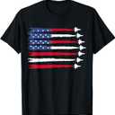Patriotic Red White Blue USA Flag Fighter Jets 4th of July T-shirt, L