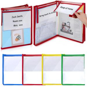 Tenceur 4 Set Clear Book Pouches School-to-Home Organizer Folders