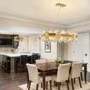 Modern Crystal Chandelier, 16-Light Rectangular Gold Crystal Chandelier for Dining Room, Luxury Oval 2-Tiers K9 Crystal Flush Mount Pendant Ceiling Light for Living Room Kitchen Island L35.4''