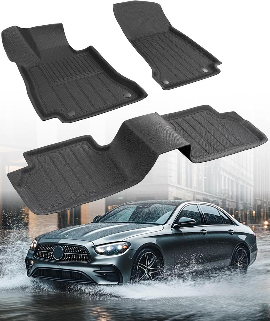 DiffCar for Mercedes Benz E Class Floor Mats 2017-2023, All-Weather Custom Fit Car Accessories for Benz E-Class E300/ E320/ E400/ E350/ E63/ E550 (Not Suit for Coupe) Protection,Sedan Only