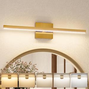 VOLISUN Modern Bathroom Vanity Light 24 inch, 14W Dimmable 5CCT Led Bathroom Light Fixture Over Mirror, Brass Bar Vanity Light for Bathrooms Mirror Cabinets Bedroom-ETL Certificated, 23.6inch