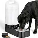 Automatic Dog Water Bowl Dispenser with Filter - 2.4 Gal Large Gravity Auto Pet Water Feeder Waterer with Stainless Steel Bowl & Easy Carry Handle for Large Dog Cat Multi Pet Use