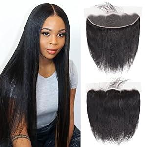 13x4 Lace Frontal Closure Straight 12A Transparent Brazilian Virgin Hair 100% Unprocessed Human Hair Ear To Ear Swiss Free Part 150% Density 14 Inch