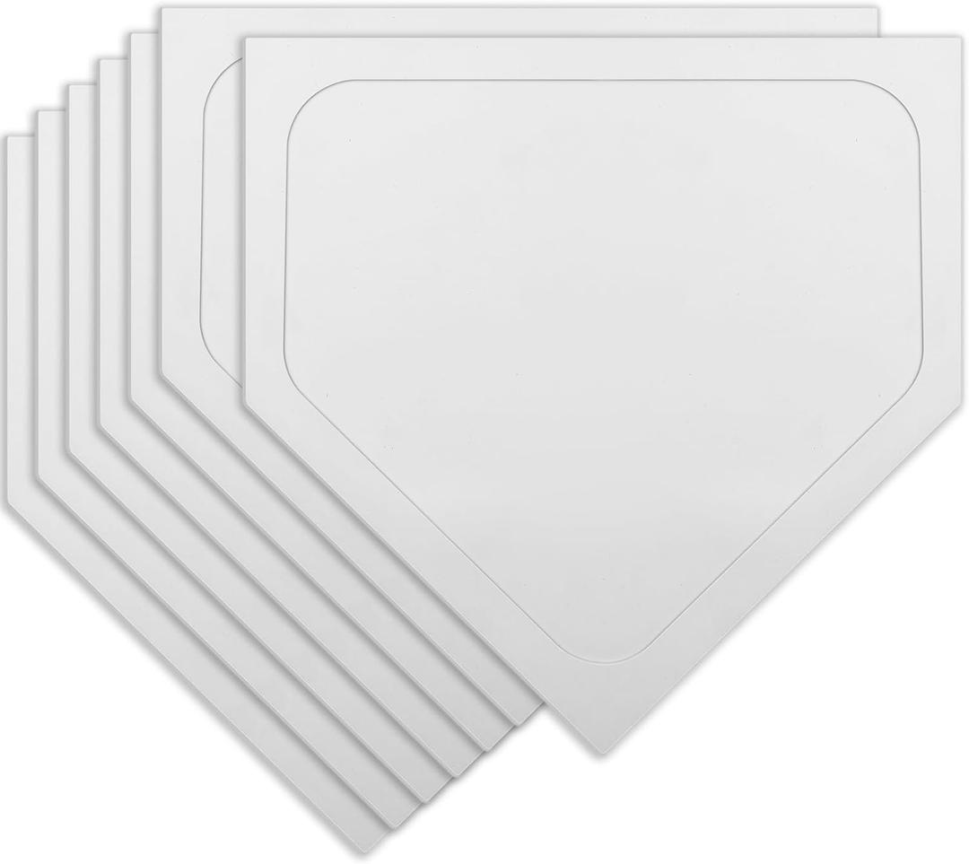 Wettarn 6/12 Pcs Bulk Home Plate Baseball Softball Rubber Portable Throw Down Home Plate for Gym Teachers, Skill Camp Instructors, Backyard Batting or Pitching Practice Training (White)