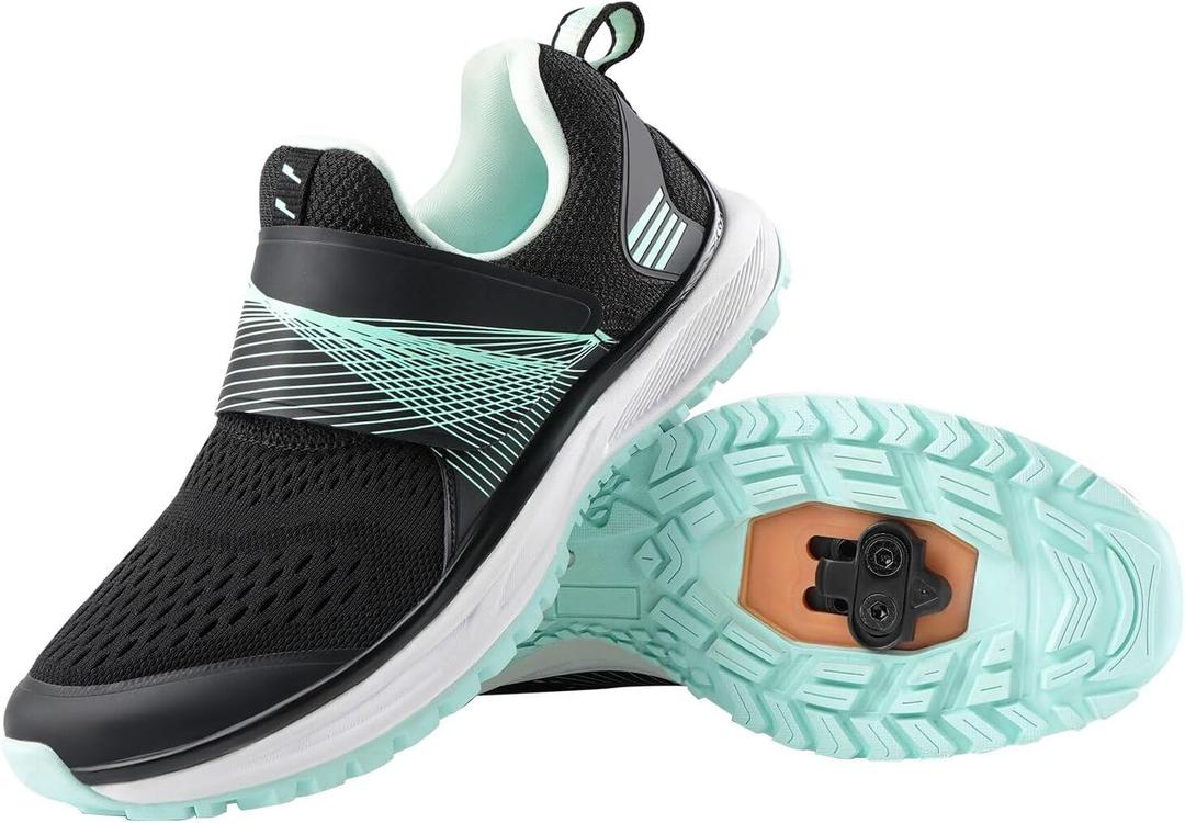 Women's Indoor Cycling Shoes Compatible with 2-Bolt SPD Cleats, Comfortable Bike Shoes for Spin Classes & Outdoor Cycling (Black), 40
