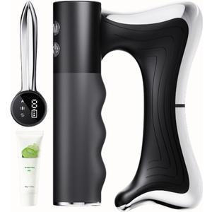 Heated Muscle Scraper Tool Electric Fascia Knife Massager Heating and Vibration, Muscle Scraper Tool, Body Gua Sha Massage Tool,Fascia Tool Massage Tools for Deep Tissue(Black)