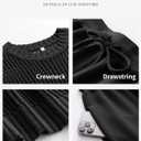 ANRABESS Women Two Piece Outfits Crochet Sheer Knit Sweater Top Wide Leg Pants Lounge Matching Sets Sweatsuit Travel Clothes (S)