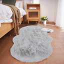 Ghouse Soft Faux Sheepskin Fur Rug 2x4 Grey Fluffy Bedside Rugs Plush Rug Shag Nursery Carpet Area Rugs for Living Room Bedroom Playing Room Decor