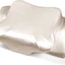 Satin Pillowcase for Cervical Pillows, (Cover Only) Fit for 24.8"x14.96"x5.51"/3.54" Orthopedic Neck Support Pillow, Silky Smooth Pillowcase Cover with Zipper Closure (Champagne), Queen