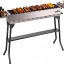 Charcoal Grill, Foldable Portable Camping Charcoal Grill, Stainless Steel BBQ Grill with Ceramic Grate, 2-in-1 Side Tables & Pull-Out Ash Pan Outdoor & Backyard Grill for Patio Cooking