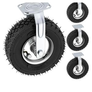 10 Inch Pneumatic Casters Set of 4 (2 Swivel/2 Rigid),Heavy Duty Casters,Tolerable 1300 LBS,Rubber Knobby Tread for Workbench, Cart, Trolley,Wagon and Shelves