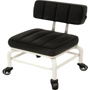 Low Rolling Stool with Back Support Roller Seats, Roller Chair PU Leather Low Stool with Wheels Foot Step Chair for Home,Shop,Office,Garage,Mechanic,Auto Repair,Library,Manicure, Medium - 4 Universal Wheels