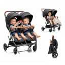 Ultra-Light Double Stroller,Large Wheels,Side by Side,Travel Stroller