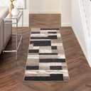 Superior Indoor Runner Rug, Foam Backed, Modern Geometric Patchwork Floor Decor for Bedroom, Office, Living Room, Entryway, Hardwood Floors, Rockwood Collection, 2' 7" x 6', Chocolate