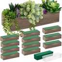 Dandat 12 Set Wood Boxes for Centerpieces 12x4 Inch Rectangle Wooden Planter Box Rustic Wooden Planters with Removable Plastic Liner Floral Foam Blocks for Christmas Wedding Home Garden Decor(Brown)