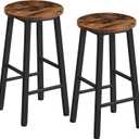 HOOBRO Bar Stools, Barstools Set of 2,Counter Height Barstools, 24.8" Bar Stools for Kitchen Island, Industrial Bar Chairs, for Dining Room, Kitchen, Bar, Rustic Brown and Black BF07BY01G1, 12.6"L x 12.6"W x 24.8"H