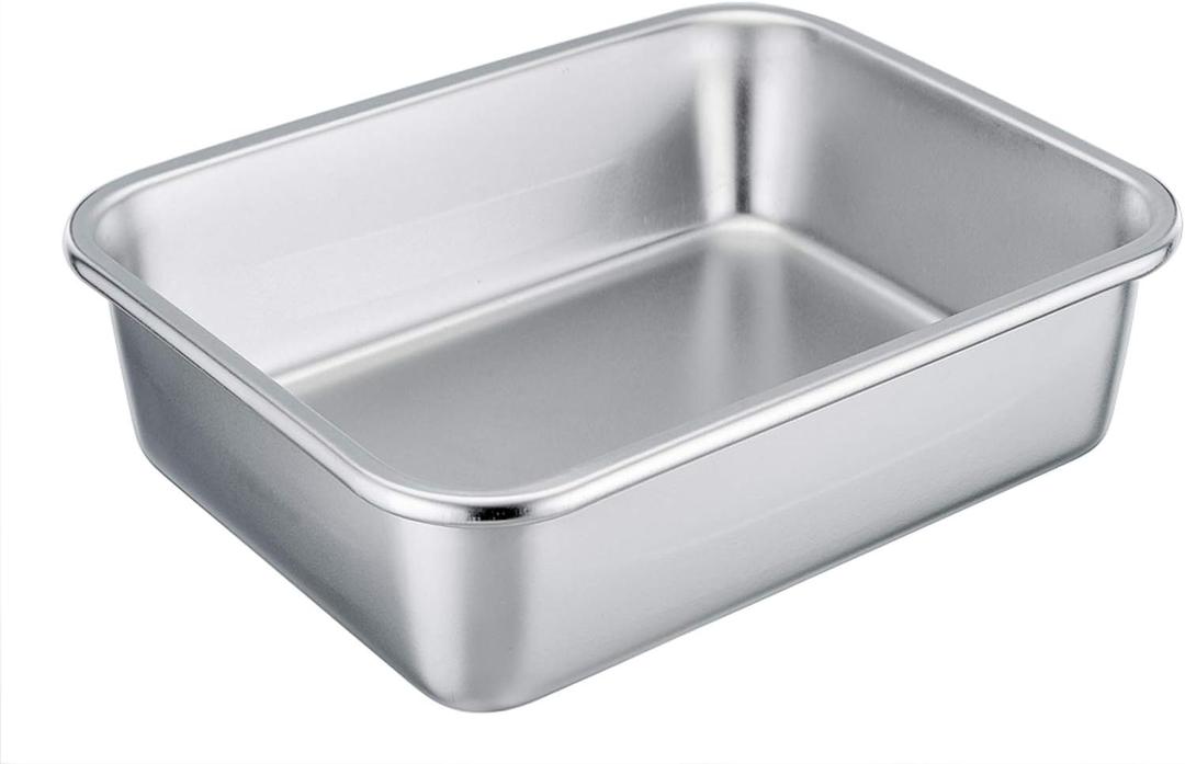 TeamFar Rectangular Cake Pan Brownie Pan, Stainless Steel Lasagna Casserole Baking Pan, 8x10x3, Rust Free & Non Toxic, Easy Clean & Dishwasher Safe (10.5"x8.25"x3.25")
