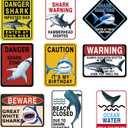 WERNNSAI Shark Birthday Party Decorations - 9 PCS Blue Shark Party Decoration Signs for Kids Boys Under The Sea Birthday Supplies Ocean Shark Signs Decor for Ocean Themed Baby Show Summer Party