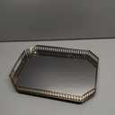 Glass and Gold TrayMirrored Tray for Cologne, Perfume and Gold Vanity Tray- Decorative Mirrored Vanity Tray with Cutout Design, Glass Base, Metal Jewelry Organizer (12.5" x 12.5" x 2")