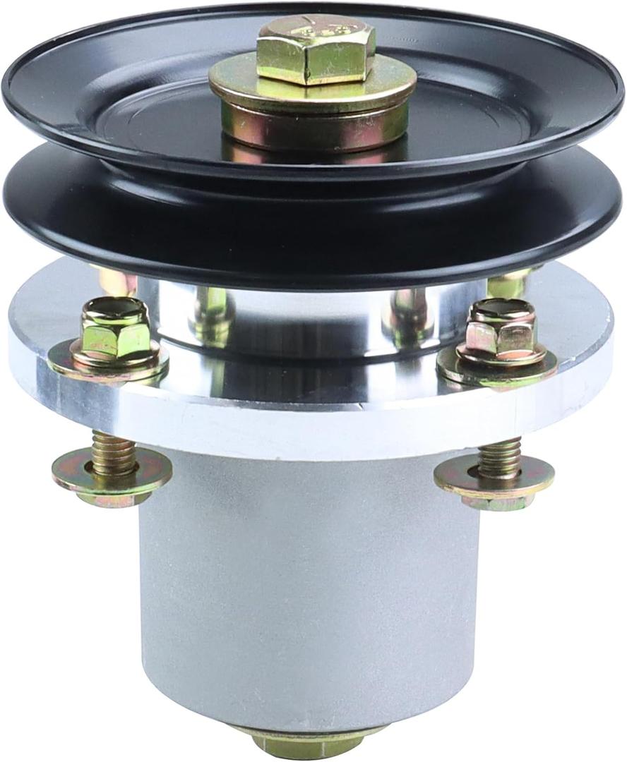 783506 Spindle Assembly with 604665 Pulley Replaces Hustler 783506 Spindle Hustler Fastrak, Fits Hustler Fastrak 48 Spindle, Fastrak RD 48, Fastrak SDX RD 48, Turf 48 Fastrak Decks