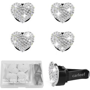 Carleef 4PCS Car Clips,Bling Car Decorations Car Accessories Interior for Cars,Trucks,SUVs (White)