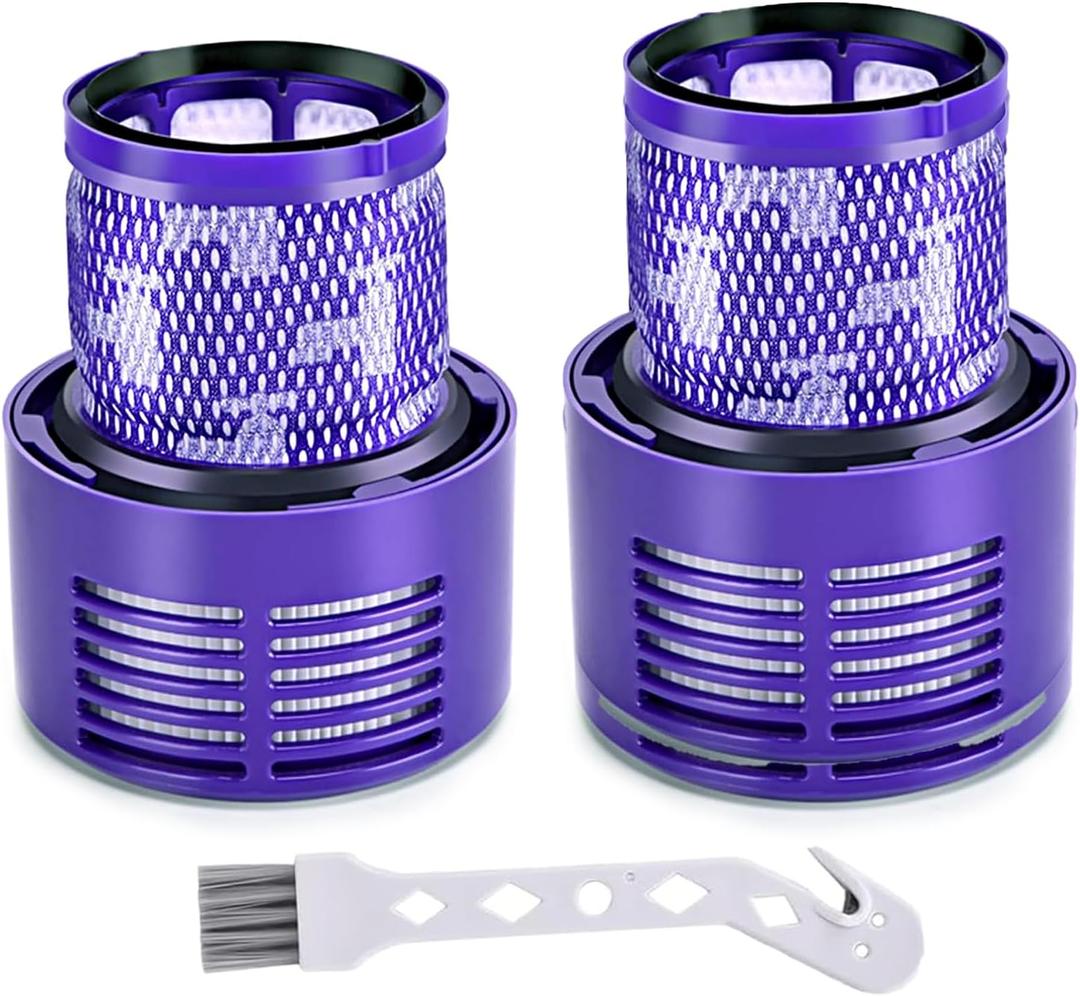 V10 Vacuum Filter Replacement for Dyson V10 Cyclone Series, V10 Animal, V10 Absolute, V10 Total Clean, SV12, Part No. 969082-01 (2 Pack Filters and 1 Cleaning Brush)