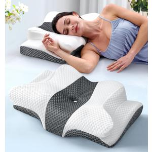 Sleep Doctor Approved Cervical Neck Pillow for Sleeping, Ergonomic Contour Side Sleeper Pillows for Adults, Cooling Orthopedic Pillow for Pain Relief Support, Memory Foam Pillows Back Stomach Sleepers, 21x14