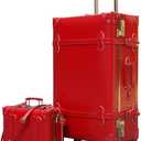 urecity Vintage Luggage Set of 2, Retro Suitcase Trunk with Wheels for Men and Women, Cute Designer Travel Luggage Set with Boarding Tote, Luggage Zipperless TSA Approved